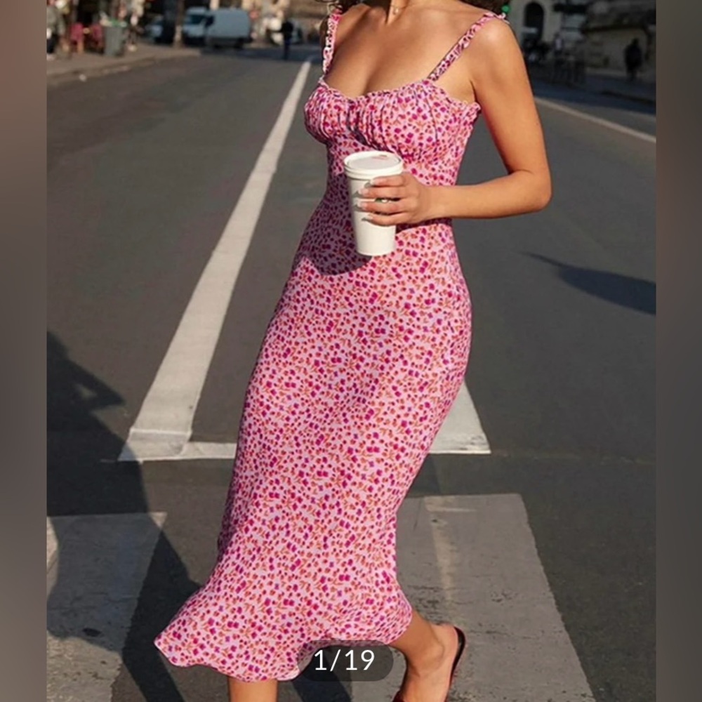 Commense Pink Floral Dress